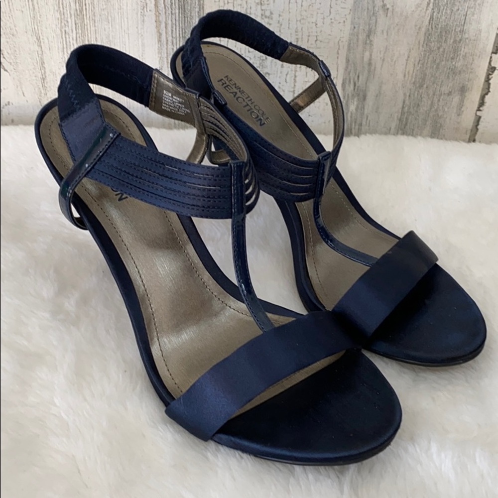 Kenneth Cole Reaction Blue Slip on T-Strap Heels